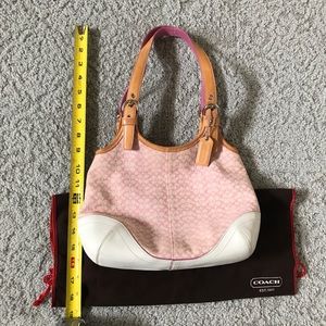 Coach mini monogram purse, light pink, used